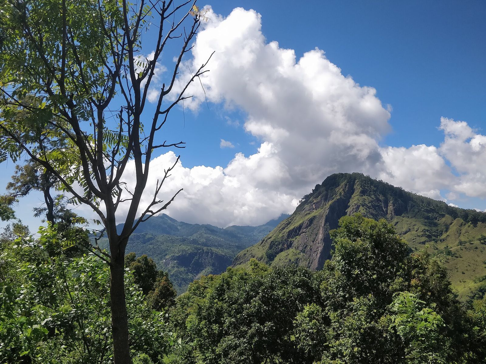 Ella Rock and the surrounding hills under a cloudy sky